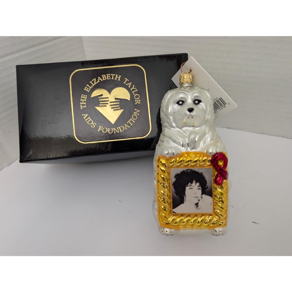 Christopher Radko Sugar Holiday 1998 Elizabeth Taylor AIDS Foundation Ornament